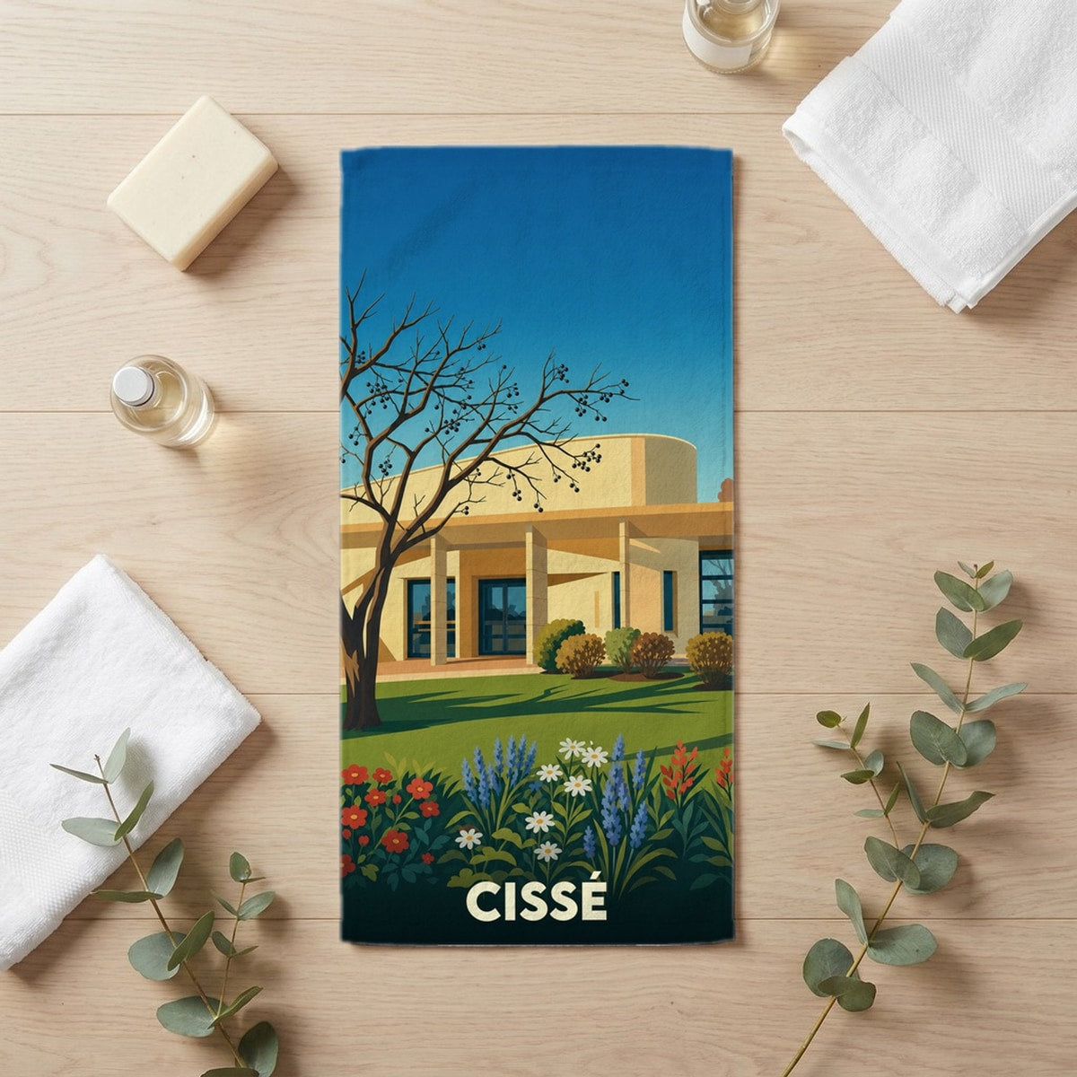 Serviette de bain 30 cm x 60 cm souvenir de Cissé