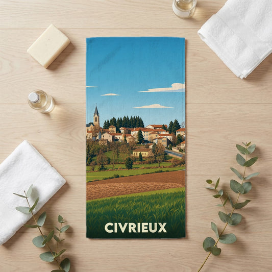 Serviette de bain 30 cm x 60 cm souvenir de Civrieux