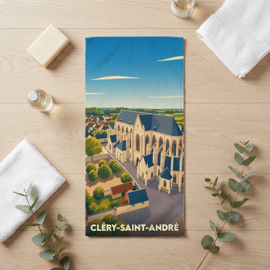 Serviette de bain 30 cm x 60 cm souvenir de Cléry-Saint-André