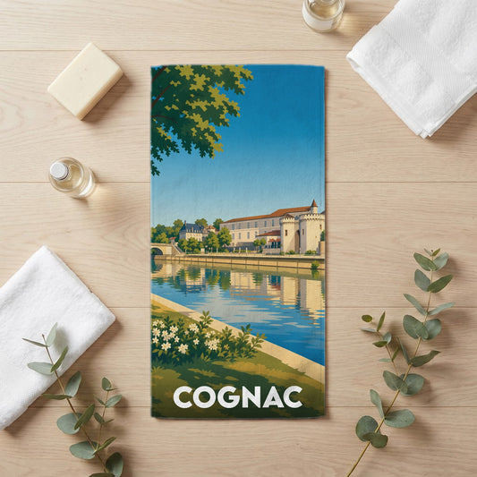 Serviette de bain 30 cm x 60 cm souvenir de Cognac