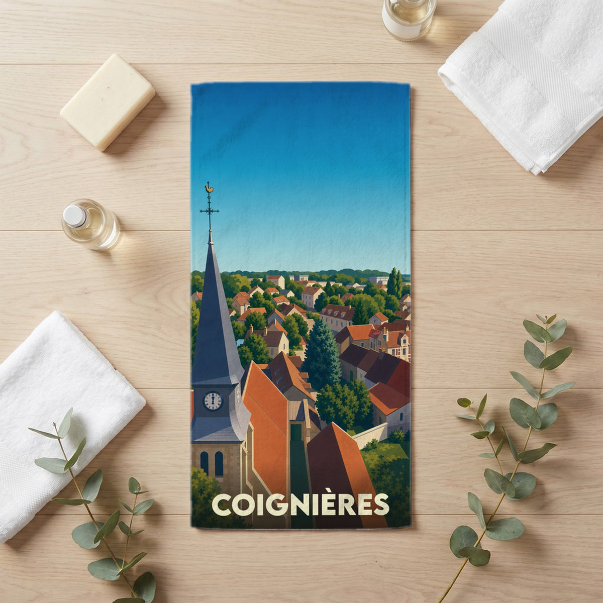 Serviette de bain 30 cm x 60 cm souvenir de Coignières