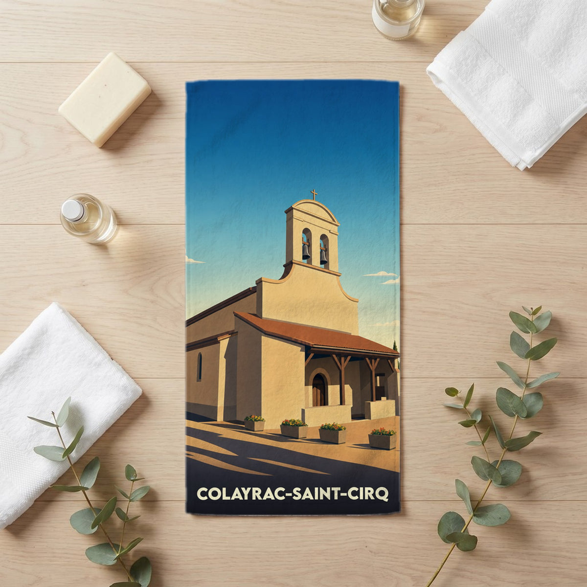 Serviette de bain 30 cm x 60 cm souvenir de Colayrac-Saint-Cirq