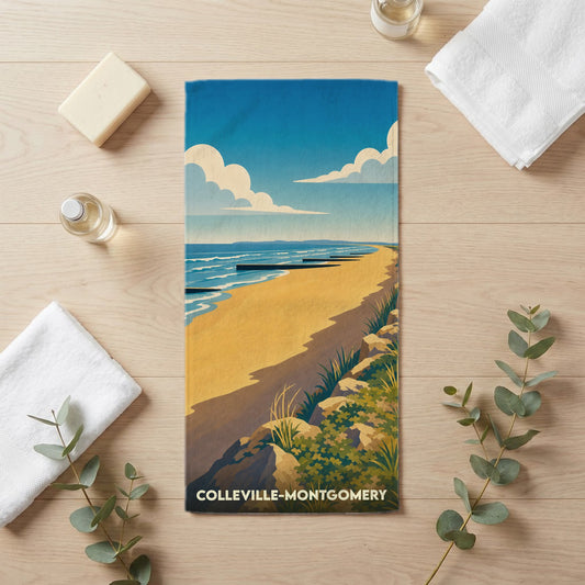 Serviette de bain 30 cm x 60 cm souvenir de Colleville-Montgomery