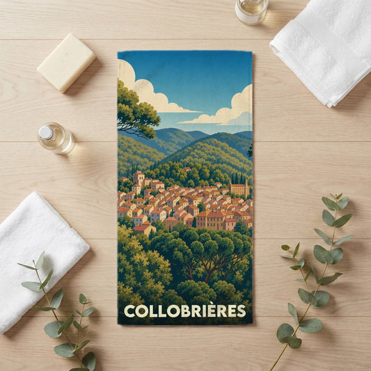 Serviette de bain 30 cm x 60 cm souvenir de Collobrières
