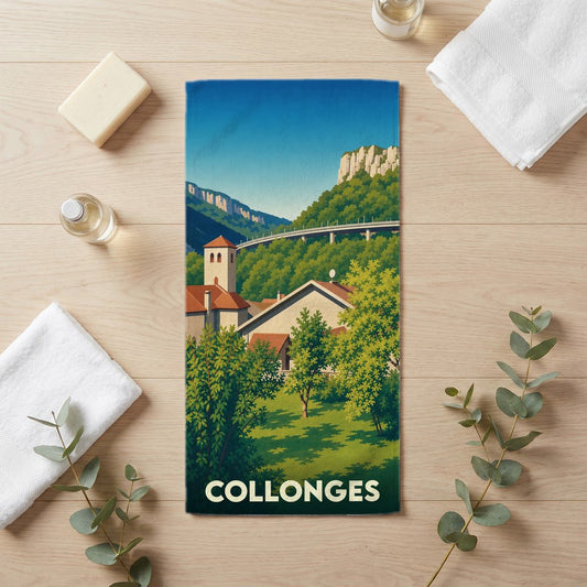 Serviette de bain 30 cm x 60 cm souvenir de Collonges