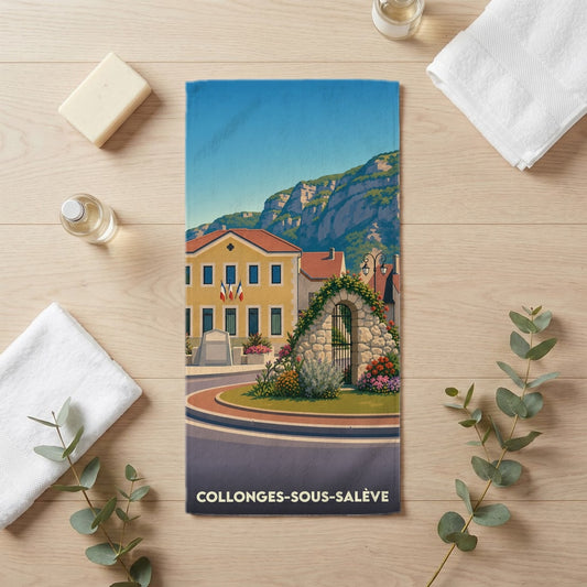 Serviette de bain 30 cm x 60 cm souvenir de Collonges-sous-Salève