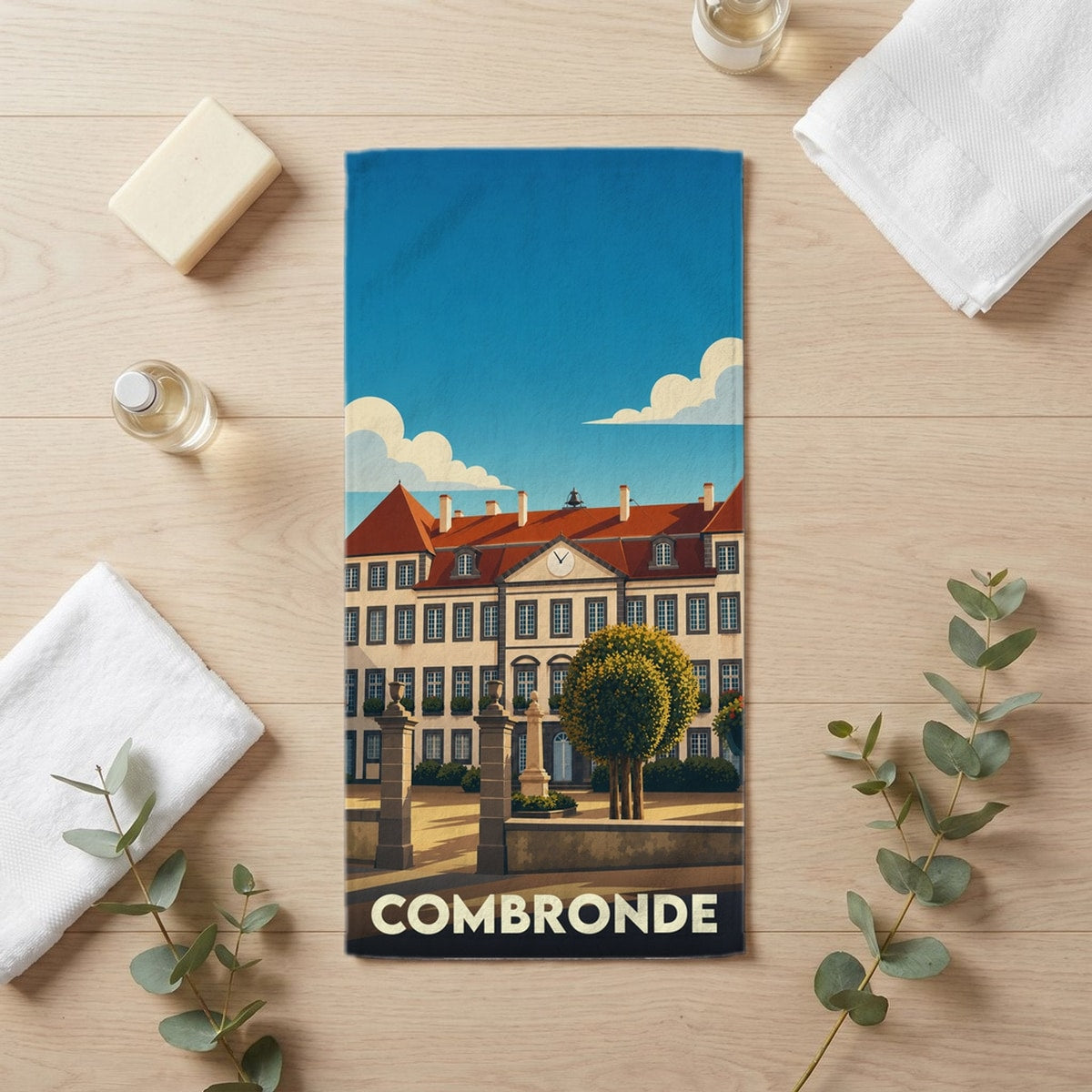 Serviette de bain 30 cm x 60 cm souvenir de Combronde