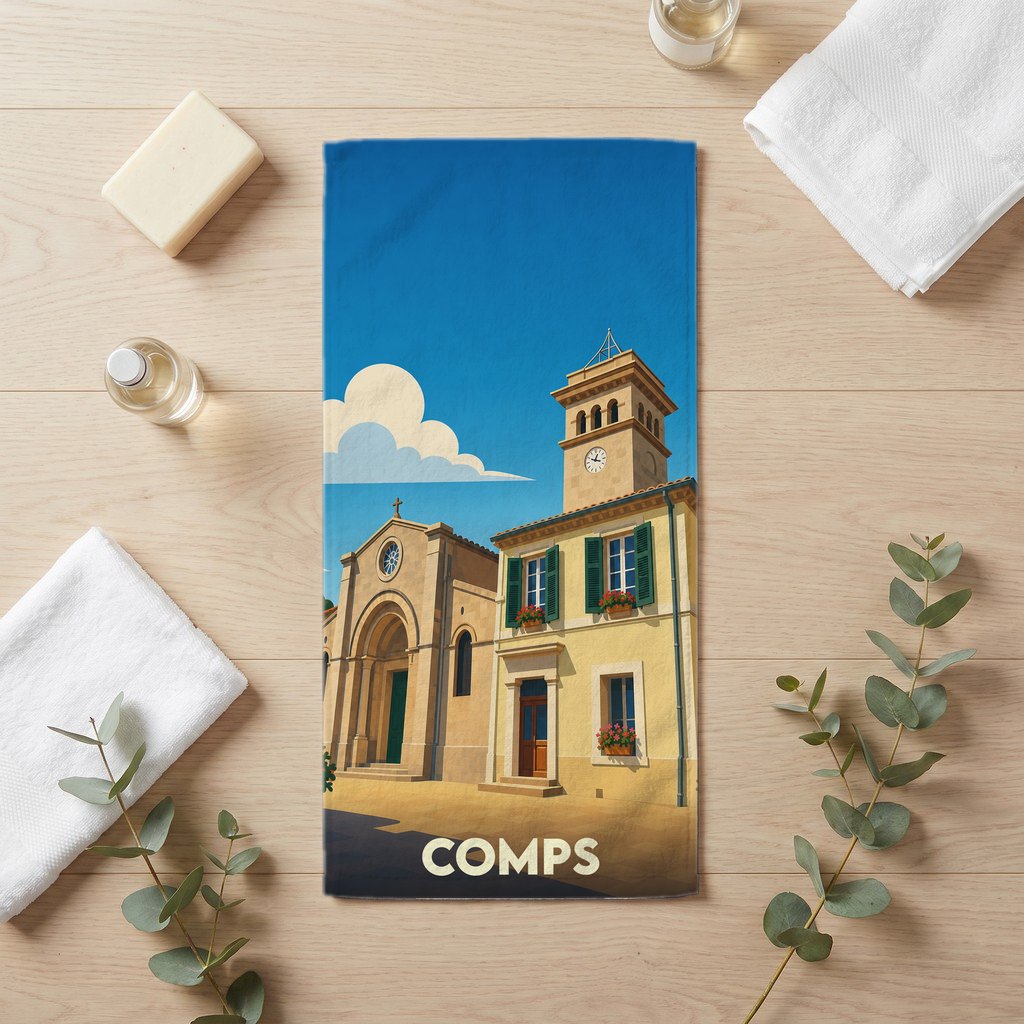 Serviette de bain 30 cm x 60 cm souvenir de Comps