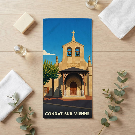 Serviette de bain 30 cm x 60 cm souvenir de Condat-sur-Vienne