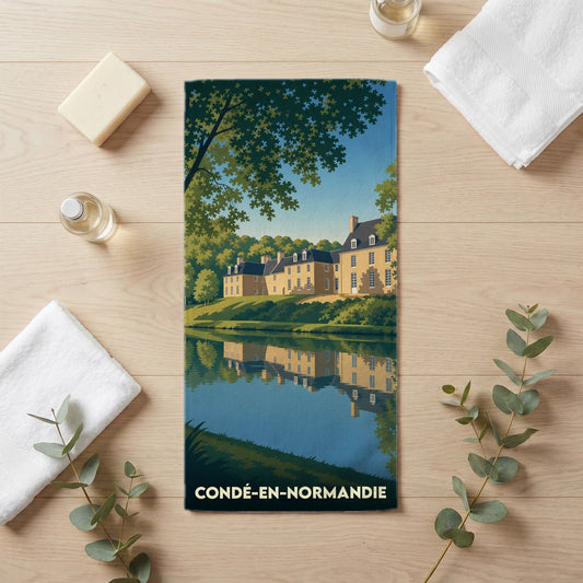 Serviette de bain 30 cm x 60 cm souvenir de Condé-en-Normandie