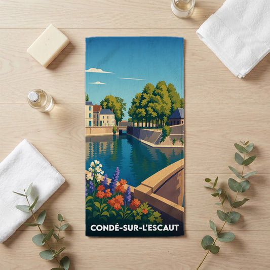 Serviette de bain 30 cm x 60 cm souvenir de Condé-sur-l'Escaut