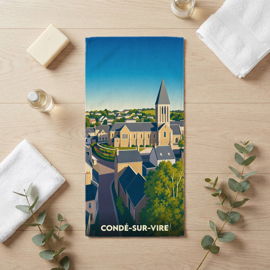 Serviette de bain 30 cm x 60 cm souvenir de Condé-sur-Vire