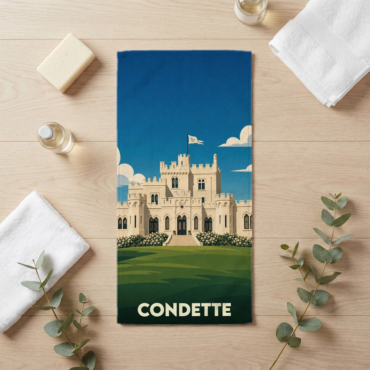 Serviette de bain 30 cm x 60 cm souvenir de Condette
