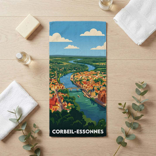 Serviette de bain 30 cm x 60 cm souvenir de Corbeil-Essonnes