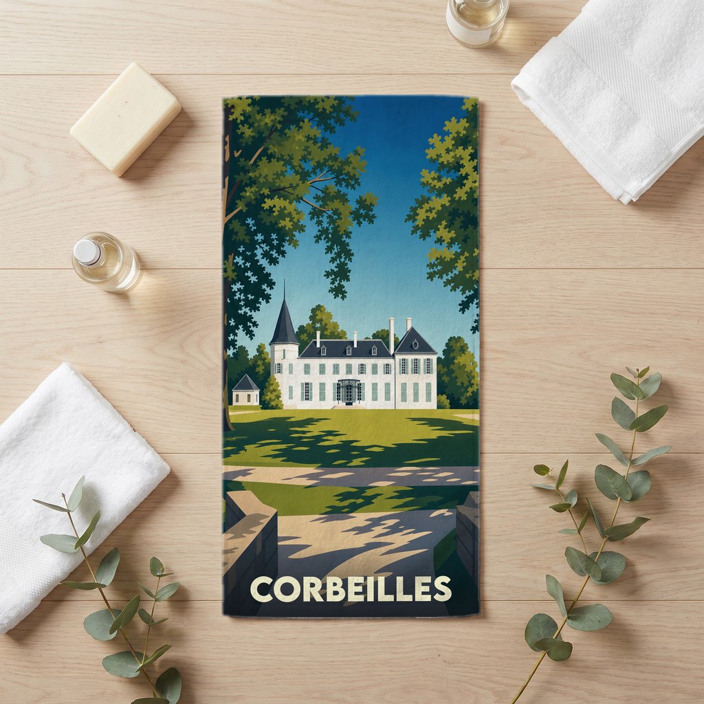 Serviette de bain 30 cm x 60 cm souvenir de Corbeilles