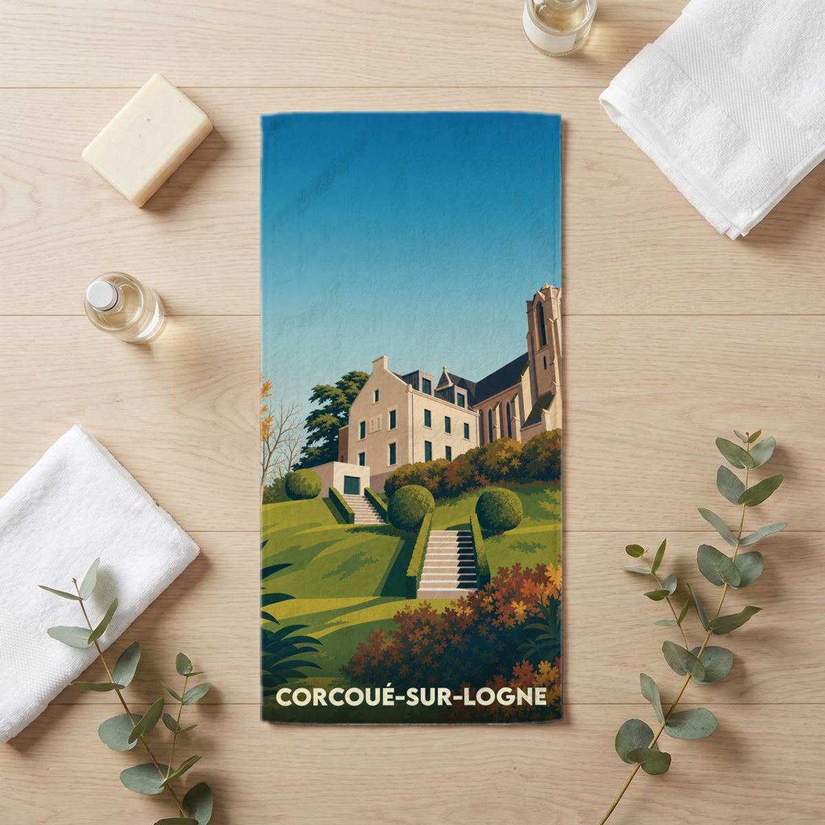 Serviette de bain 30 cm x 60 cm souvenir de Corcoué-sur-Logne