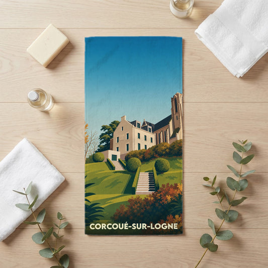 Serviette de bain 30 cm x 60 cm souvenir de Corcoué-sur-Logne