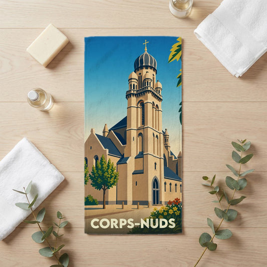 Serviette de bain 30 cm x 60 cm souvenir de Corps-Nuds