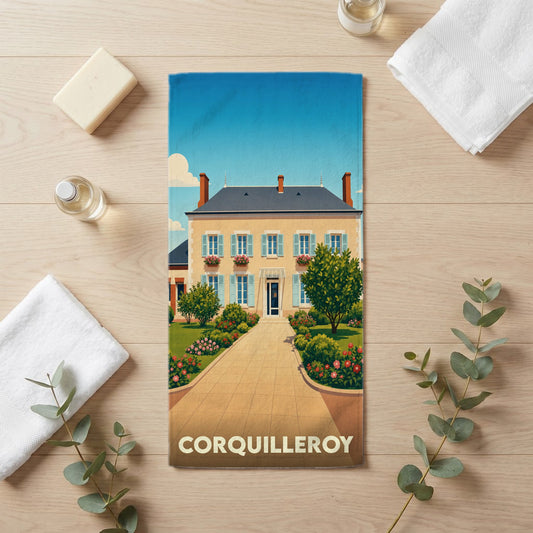 Serviette de bain 30 cm x 60 cm souvenir de Corquilleroy