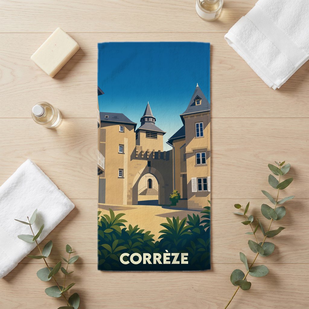 Serviette de bain 30 cm x 60 cm souvenir de Corrèze