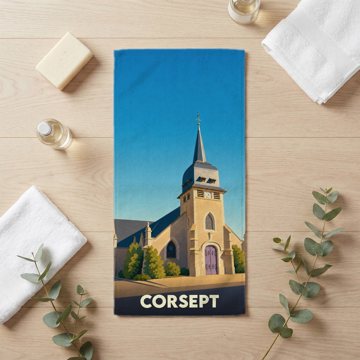 Serviette de bain 30 cm x 60 cm souvenir de Corsept