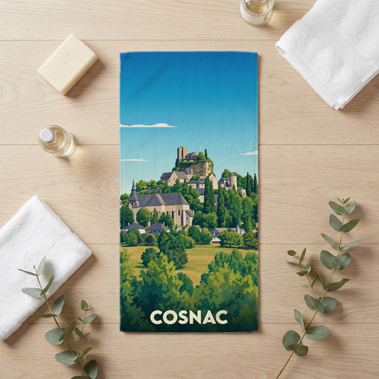 Serviette de bain 30 cm x 60 cm souvenir de Cosnac