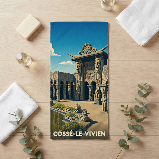 Serviette de bain 30 cm x 60 cm souvenir de Cossé-le-Vivien