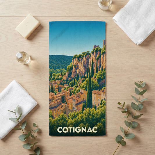 Serviette de bain 30 cm x 60 cm souvenir de Cotignac
