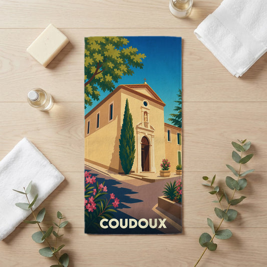 Serviette de bain 30 cm x 60 cm souvenir de Coudoux