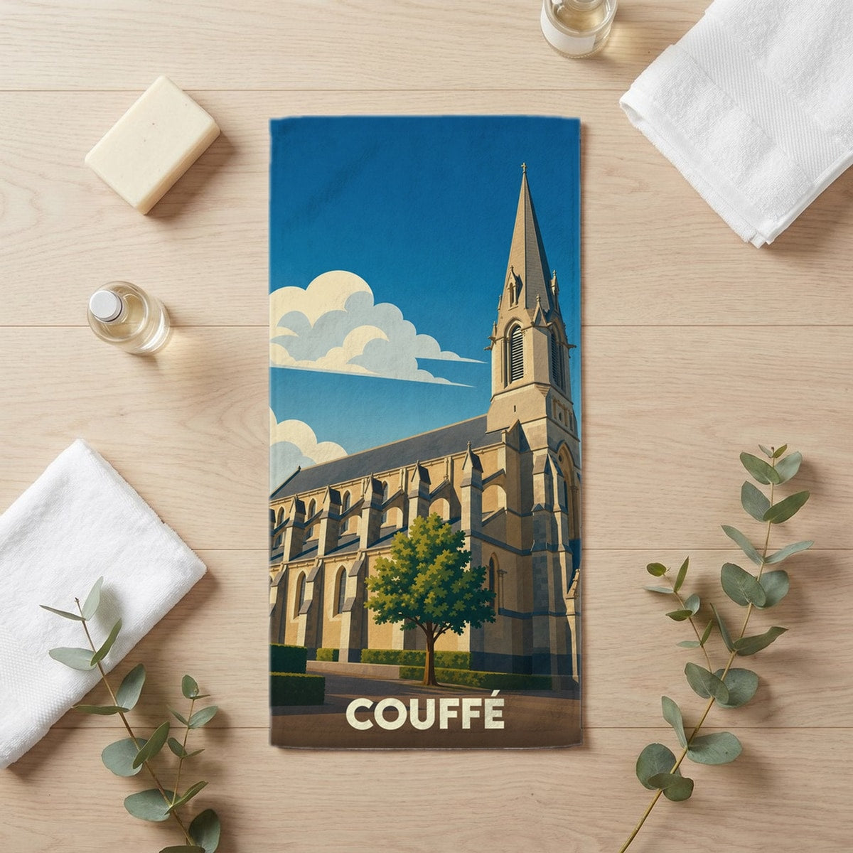 Serviette de bain 30 cm x 60 cm souvenir de Couffé