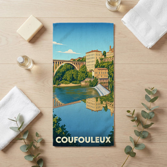 Serviette de bain 30 cm x 60 cm souvenir de Coufouleux