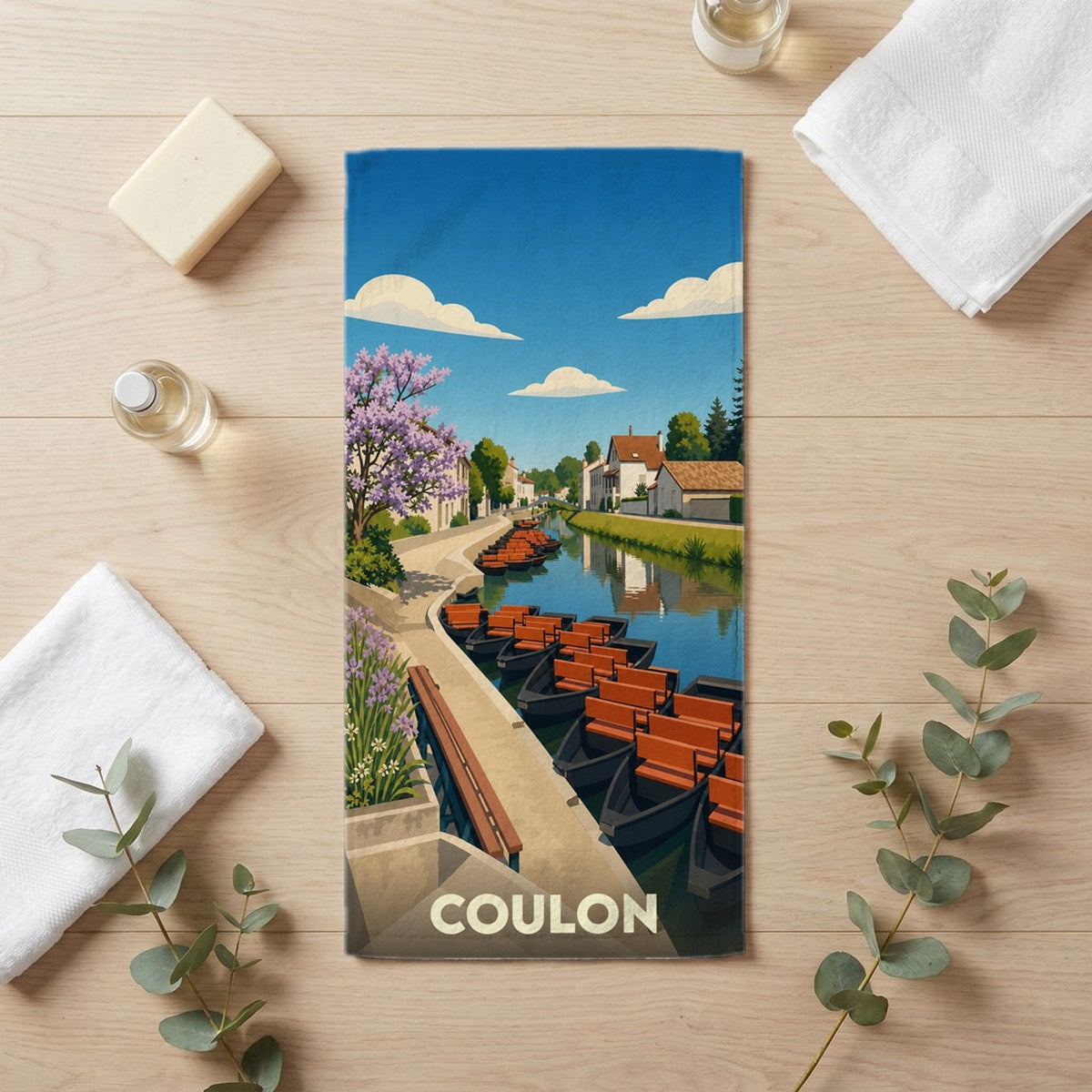 Serviette de bain 30 cm x 60 cm souvenir de Coulon