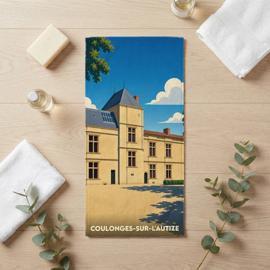 Serviette de bain 30 cm x 60 cm souvenir de Coulonges-sur-l'Autize