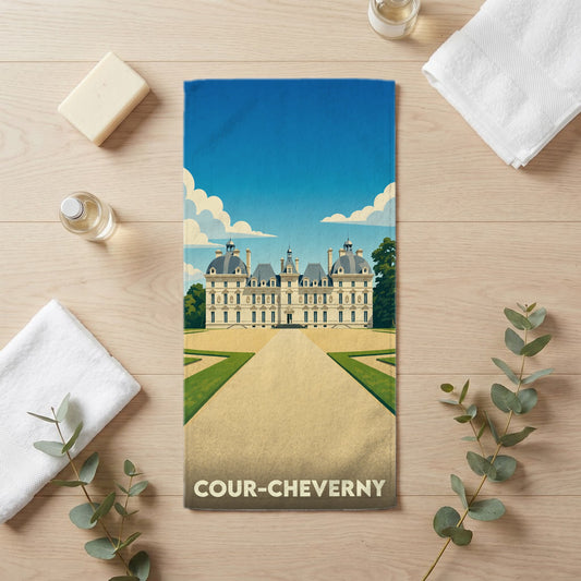 Serviette de bain 30 cm x 60 cm souvenir de Cour-Cheverny
