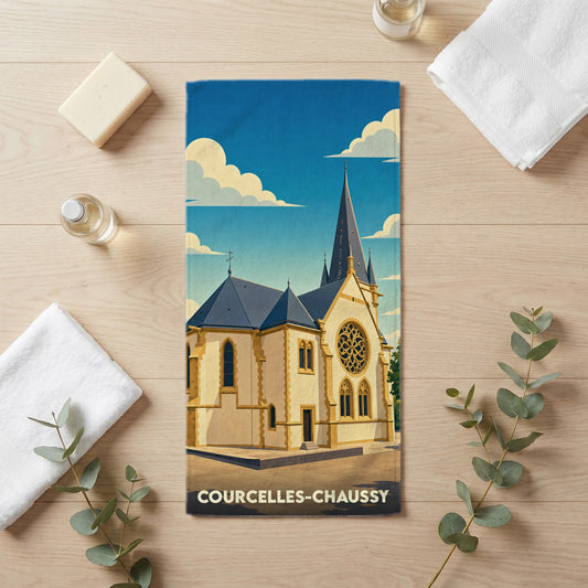 Serviette de bain 30 cm x 60 cm souvenir de Courcelles-Chaussy