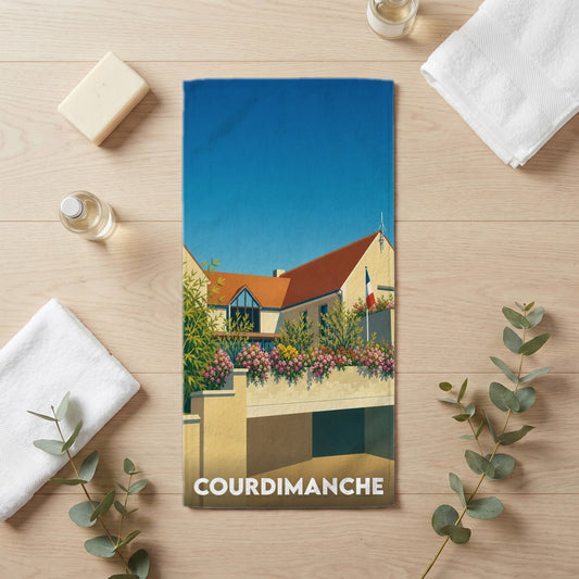 Serviette de bain 30 cm x 60 cm souvenir de Courdimanche