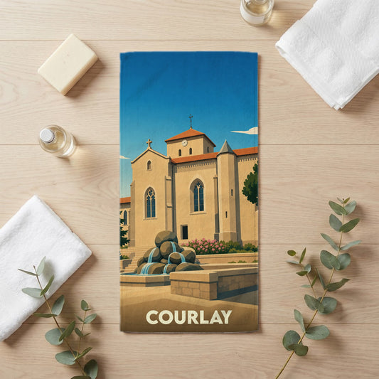 Serviette de bain 30 cm x 60 cm souvenir de Courlay