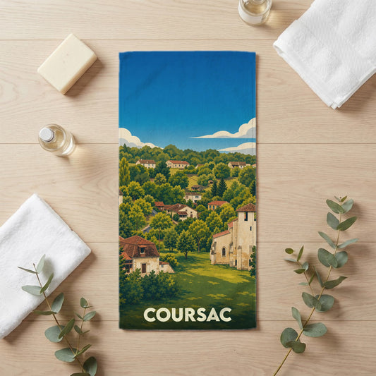 Serviette de bain 30 cm x 60 cm souvenir de Coursac