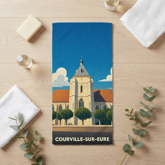 Serviette de bain 30 cm x 60 cm souvenir de Courville-sur-Eure
