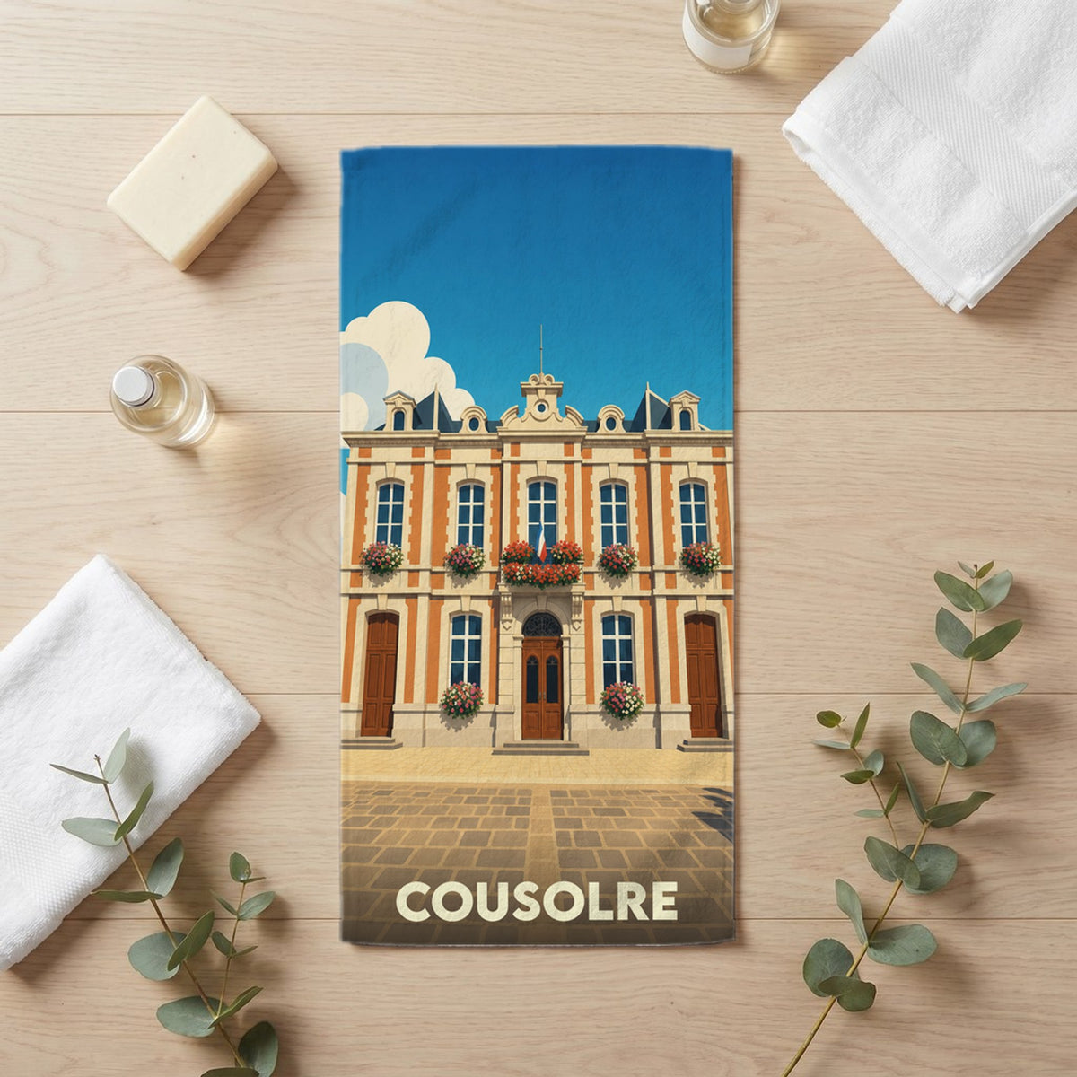 Serviette de bain 30 cm x 60 cm souvenir de Cousolre