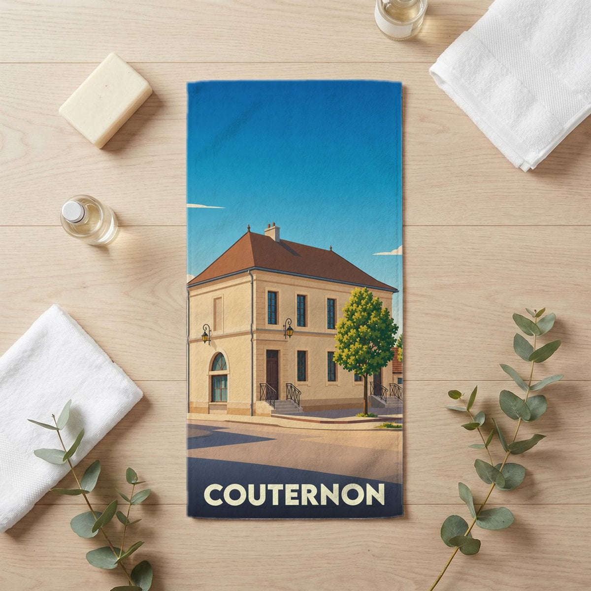 Serviette de bain 30 cm x 60 cm souvenir de Couternon