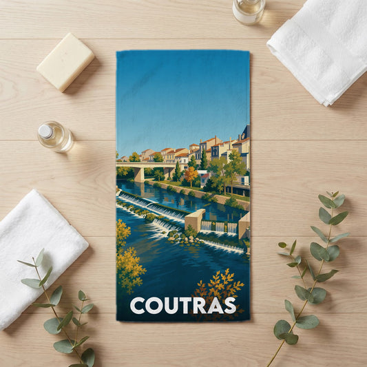 Serviette de bain 30 cm x 60 cm souvenir de Coutras