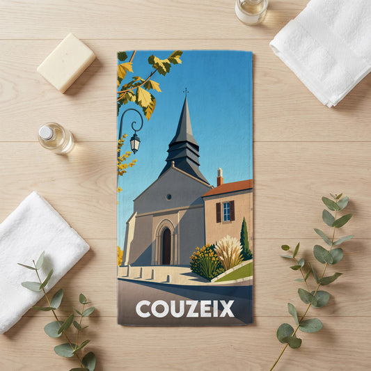 Serviette de bain 30 cm x 60 cm souvenir de Couzeix