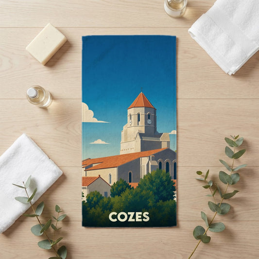 Serviette de bain 30 cm x 60 cm souvenir de Cozes