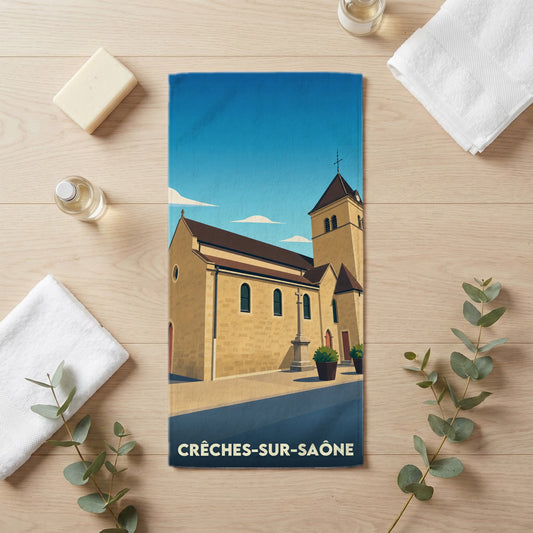 Serviette de bain 30 cm x 60 cm souvenir de Crêches-sur-Saône