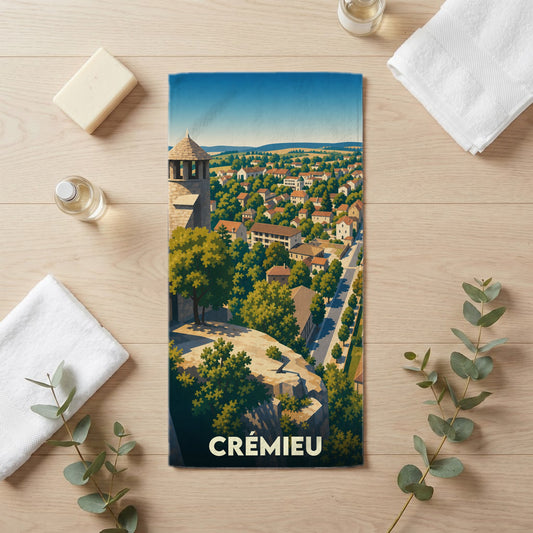Serviette de bain 30 cm x 60 cm souvenir de Crémieu