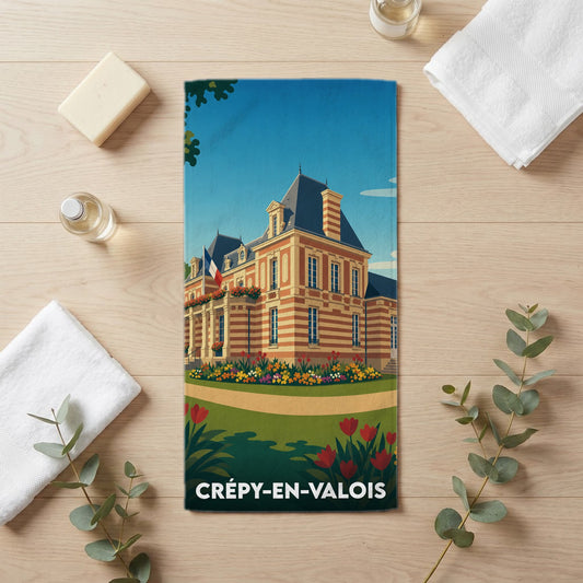 Serviette de bain 30 cm x 60 cm souvenir de Crépy-en-Valois
