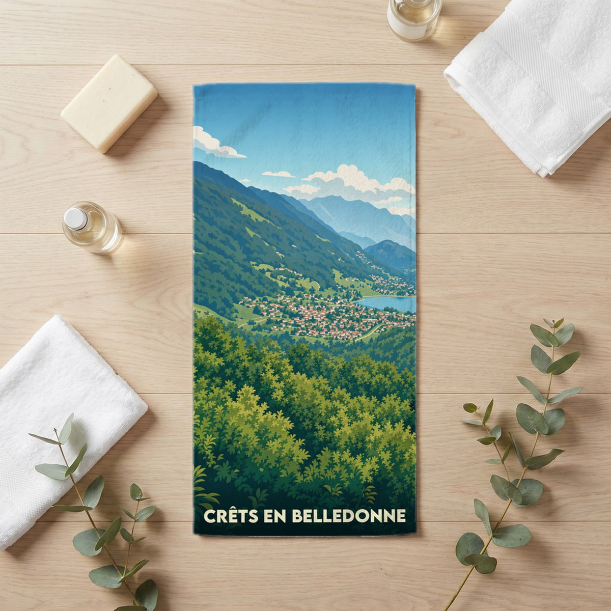 Serviette de bain 30 cm x 60 cm souvenir de Crêts en Belledonne