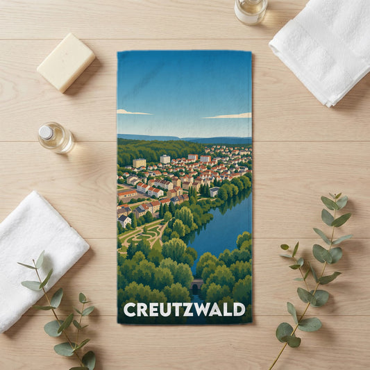 Serviette de bain 30 cm x 60 cm souvenir de Creutzwald