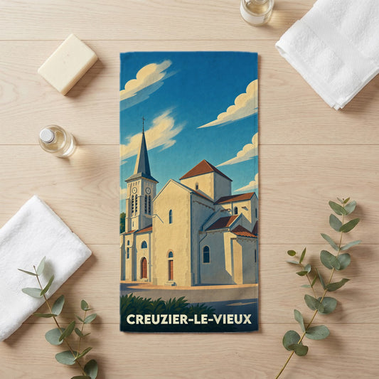 Serviette de bain 30 cm x 60 cm souvenir de Creuzier-le-Vieux
